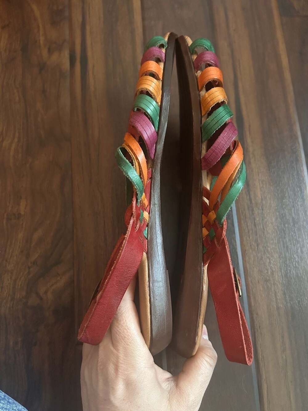 Rapallo Multi-Color Woven Leather Huarache Sandals Size 8 Wide - Picture 5 of 9
